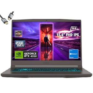 MSI Thin 15 15.6インチ 144Hz ゲーミングノートパソコン、AMD R5-7535HS RTX 4050、ウィンドウ11、HDMI付き(64GB RAM | 4TB PCIe SSD)。