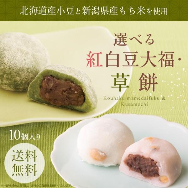 父の日 和菓子 ギフト 豆大福 草餅 紅白 選べる 10個入り セット 送料無料 新潟県産最高級もち...