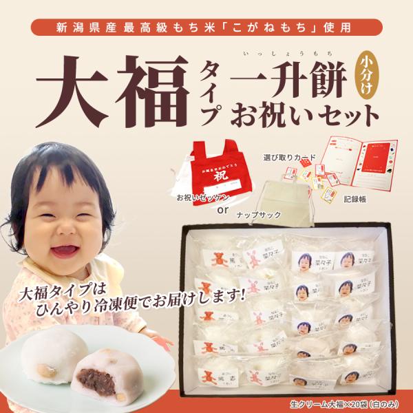 一升餅 豆大福 1歳 お祝い セット 小分け 将来の才能や職業を占う選び取りカード付き 米どころ新潟...
