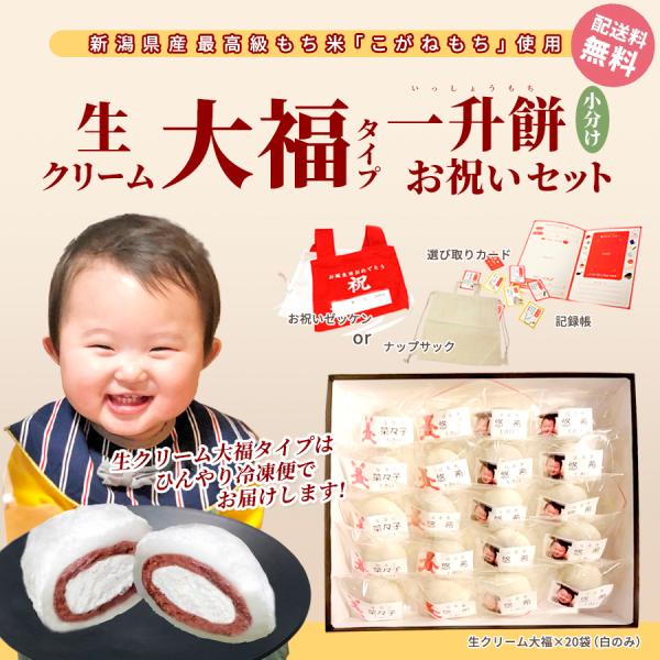 一升餅 生クリーム大福 1歳 お祝い セット 送料無料 小分け 将来の才能や職業を占う選び取りカード...