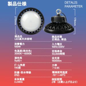 高天井用 ダウンライト LED投光器 100W...の詳細画像2