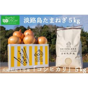 淡路島たまねぎ５キロと 令和６年淡路島産コシヒカリ５ｋｇのセット　淡路島 たまねぎ 淡路島玉ねぎ タマネギ 玉葱 ５キロ　淡路島産 ケンちゃんファーム