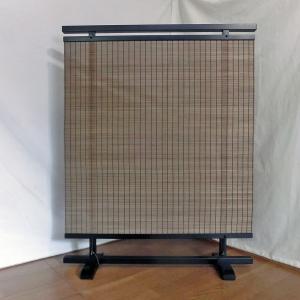 展示品 衝立 パーテーション 天然木 間仕切り 近江八景ランマ入り紋竹