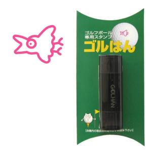 ゴルフボール スタンプ　ゴルハン   カラスのイラスト。インクカラー:ピンク/ 既製品、名入れ不可、校正確認なし｜awake