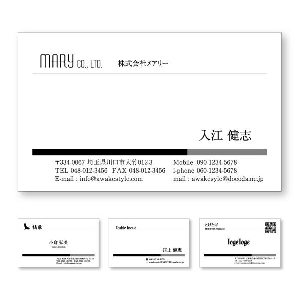 名刺作成 格安 おしゃれ 100枚単位  名刺ケース1個付属 2階調のラインを配置したデザインです。...