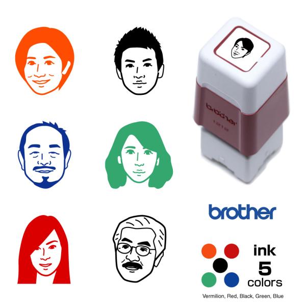 似顔絵 スタンプ ブラザー1212タイプ  9.8×9.8mm 　インク内蔵、浸透印 スタンプ オリ...