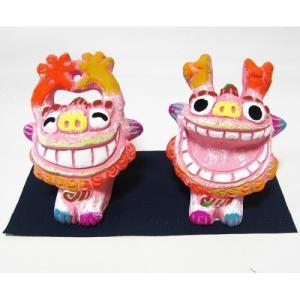 ワッショイシーサーs ピンク 沖縄 シーサー 置物 小物 インテリア 土産 雑貨 民芸品 招福 開運 縁起物
