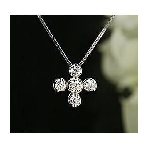 ホワイトゴールド k18 WG 0.4ct ダイヤ クロス ペンダント 送料