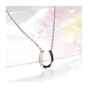 ダイヤモンド ネックレス ペンダント ホースシュー 馬蹄 k18 ゴールド　4月 誕生石 ben00...