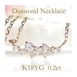 ゴールド ダイヤ 0.2ct ネックレス 送料無料 シンプル k18 YG WG PG