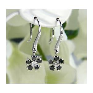 ダイヤモンド ホワイトゴールド花モチーフ フックピアス ダイヤモンド ホワイトゴールド花モチーフ フックピアス