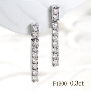 K18YG 0.30ct ダイヤモンド ピアス ライン かわいい 人気 ダイヤ 0.3