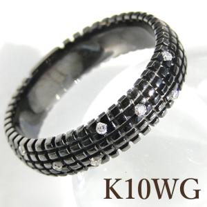 K10 WG PG 0.40ct ブラック ダイヤモンド フルエタニティ リング 送料