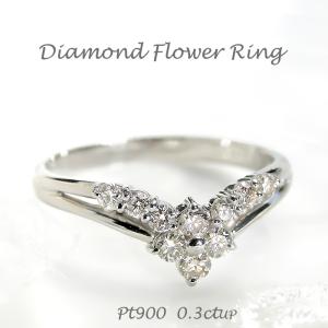 フラワー テンダイヤモンド リング 0.3ct pt900 プラチナ ber0111  