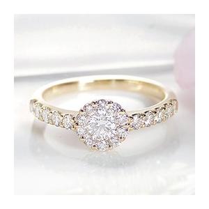 K18YG ゴールド ダイヤモンド ダイヤ 指輪 リング 花 フラワー 大粒 エレガント 上品 0....