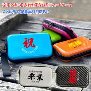 名入れ 文字入れ オリジナルカスタム フラット ミニハードケース ストラップ ショルダー付き 通帳 化粧品 収納 小物入れ 卒業記念品 プレゼント カーボン