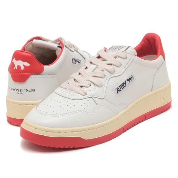 オートリー スニーカー メダリスト MAISON KITSUNEコラボ ホワイト レッド メンズ A...