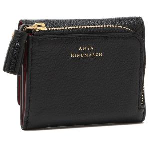 アニヤハインドマーチ 三つ折り財布 ピーピング アイズ コンパクト財布 ブラック レッド レディース ANYA HINDMARCH 5050925159890｜axes