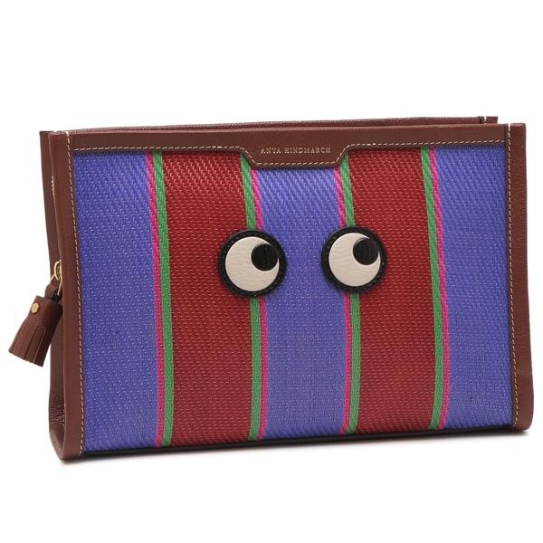 アニヤハインドマーチ ポーチ アイズ ストライプポーチ ワインレッド ブルー メンズ レディース A...