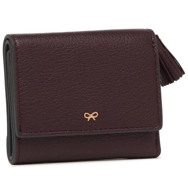 アニヤハインドマーチ 三つ折り財布 ピーピングアイズ ミニ ウォレット ワインレッド ブルー レディ...