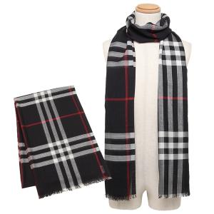 バーバリー マフラー メンズ レディース ジャイアントチェック ライトウェイトチェック 220×70cm ウール シルク スカーフ BURBERRY 8015406 A1222｜axes