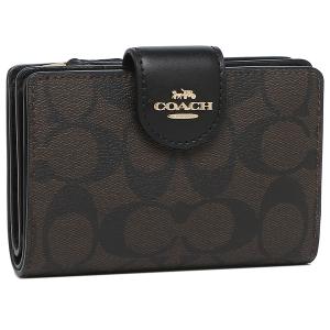 【P10 4/23 20時〜4/26 9時】コーチ COACH 二つ折り財布 シグネチャー ブラウン ブラック レディース C0082 IMAA8 アウトレット｜axes