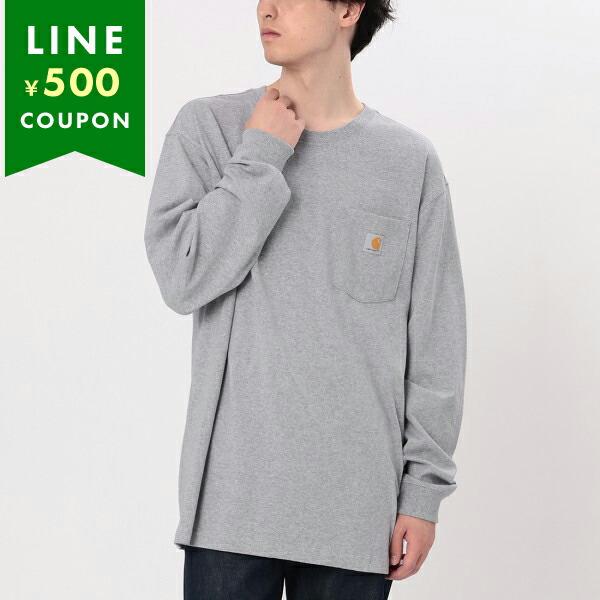 カーハート Tシャツ カットソー ヘビーウエイトロングスリーブポケットTシャツ ワンポイント グレー...