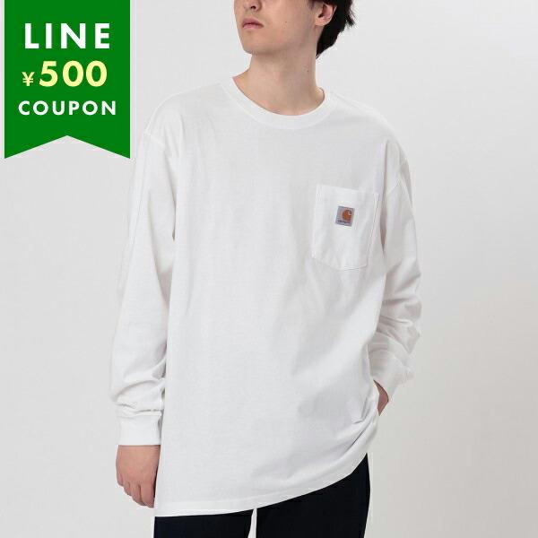 カーハート Tシャツ カットソー ヘビーウエイトロングスリーブポケットTシャツ ワンポイント ホワイ...