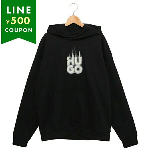 ヒューゴ ボス パーカー フーディー コットンテリー フーディ スタックスモークロゴプリント ブラッ...