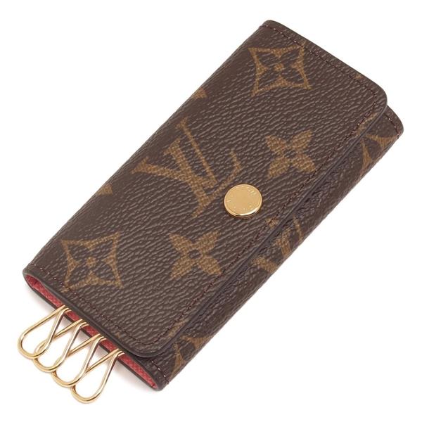 ルイヴィトン キーケース モノグラム ミュルティクレ 4 4連 ブラウン ピンク レディース LOU...