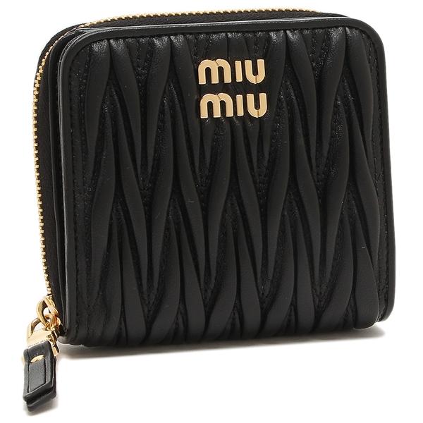 ミュウミュウ 二つ折り財布 マテラッセ ミニ財布 ブラック レディース MIU MIU 5ML522...