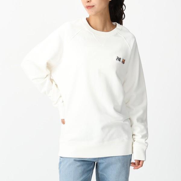 メゾンキツネ スウェット ダブルフォックスヘッド ホワイト メンズ MAISON KITSUNE F...