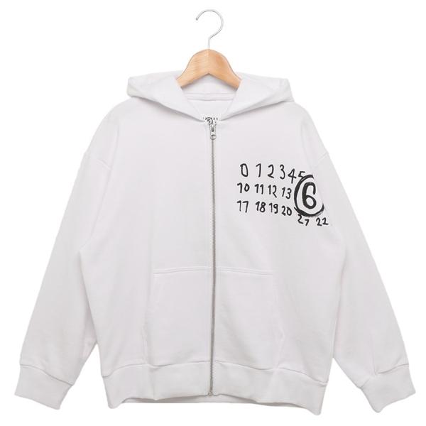 エムエムシックス メゾンマルジェラ パーカー フーディー ロゴ レディース ホワイト ガールズ MM...