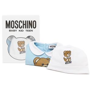 【P10％ 4/28 0時〜4/29 24時】モスキーノ ロンパース 帽子 ギフトセット テディベア ブルー キッズ MOSCHINO MUY056-LBA10 40304｜axes