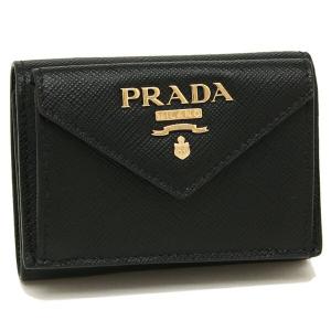 PRADA プラダ 三つ折り財布 レディース ブラック 1MH021 QWA F0002