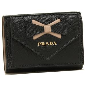 プラダ 折財布 レディース PRADA 1MH021 2B7S F0G28 ブラック ピンク