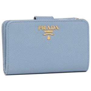 プラダ 二つ折り財布 サフィアーノ メタルオロ ブルー レディース PRADA 1ML225 QWA F0637