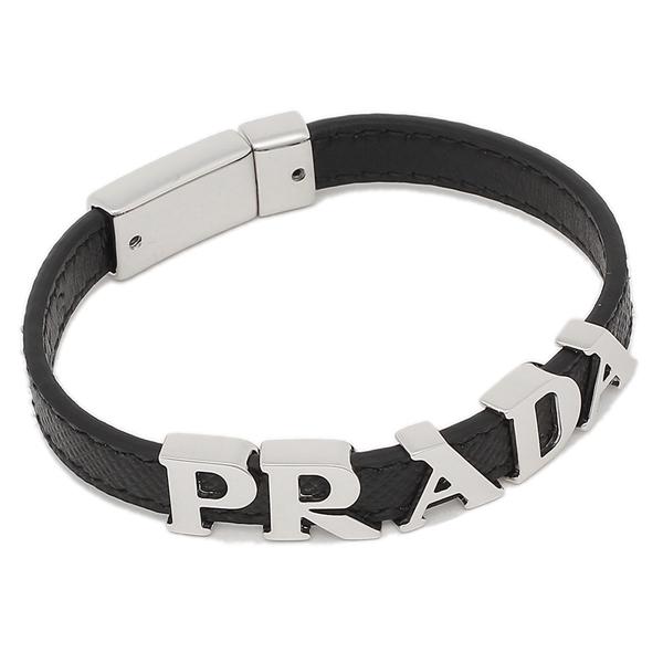 プラダ ブレスレット アクセサリー サフィアーノ レザー バングル ブラック メンズ PRADA 2...