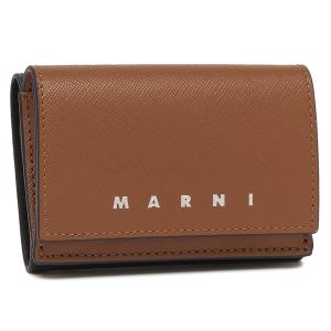 【P10% 6/1 20時~6/2 24時】マルニ 三つ折り財布 トリフォールド ミニ財布 ロゴ ブラウン ブルー メンズ MARNI PFMI0067U1 LV520 ZO719｜axes