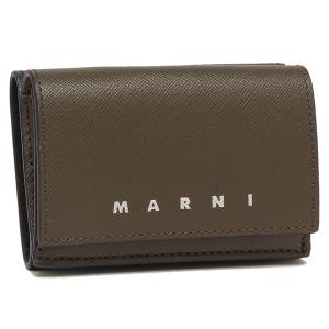 マルニ 三つ折り財布 トリフォールド ミニ財布 ロゴ グリーン マルチカラー メンズ MARNI PFMI0067U1 LV520 ZO739｜axes