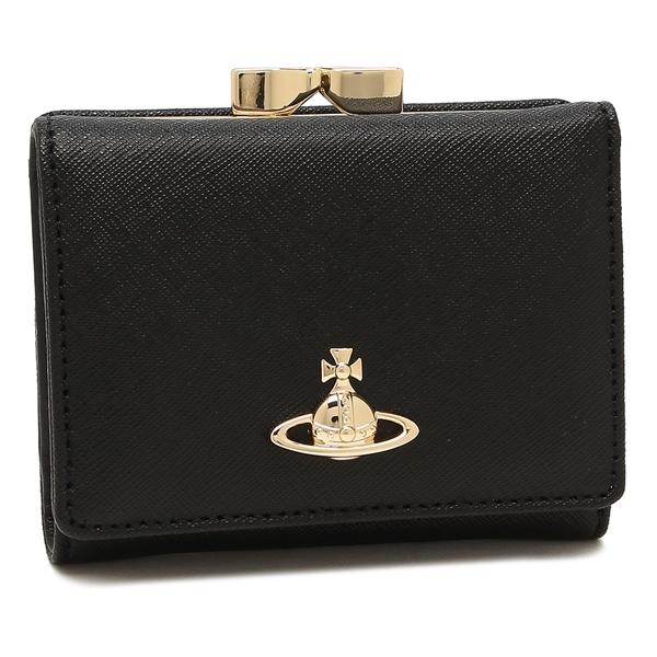 ヴィヴィアンウエストウッド 三つ折り財布 サフィアーノ がま口 ブラック レディース VIVIENN...