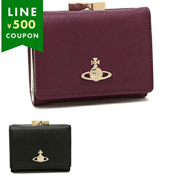 ヴィヴィアンウエストウッド 三つ折り財布 サフィアーノ がま口 ブラック レディース VIVIENN...