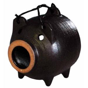 マルヨシ陶器 ミニ蚊ヤリ豚 黒釉 M7867