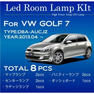 （送料無料）3色選択可！高輝度3チップLEDフォルクスワーゲンゴルフ7（GOLF7　型式：AUCJZ）ルームランプ8点セットチラつき防止加工済み！(SC)