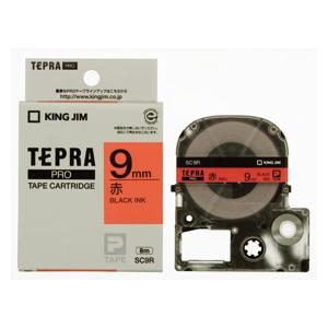 キングテプラテープ テプラ・ＳＲシリーズ専用テープカートリッジ ９mm 赤ラベル黒文字  　SC9R
