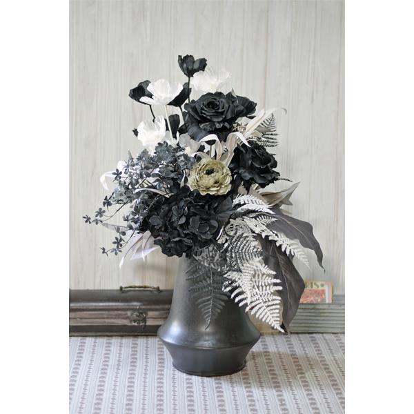 新作！アーティフィシャルフラワーアレンジメント「Sel noir」白黒　モノクロ　モノトーン　造花　...
