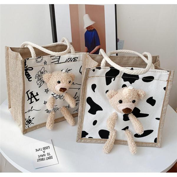 トートバッグ レディース キャンバス バッグ  大容量 エコバッグ 熊 カジュアル ハンドバッグ  ...