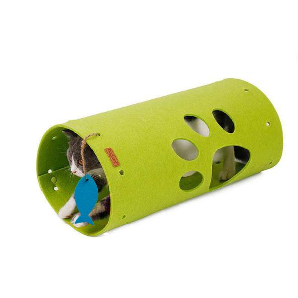 猫おもちゃ 猫トンネル キャットトンネル フェルト グリーン