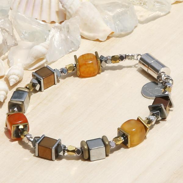 アランベイ　ファイアー＆アイスアガット　ブレスレット　オレンジ