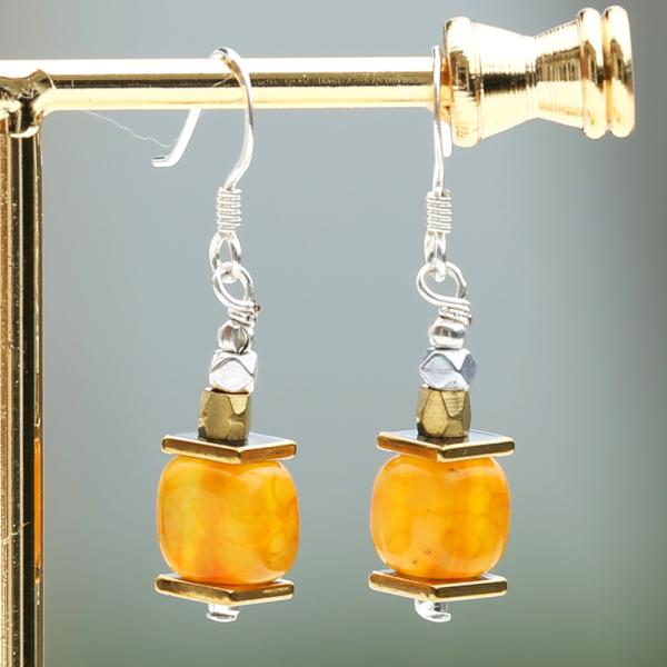 アランベイ　ファイアー＆アイスアガット　ピアス　オレンジ